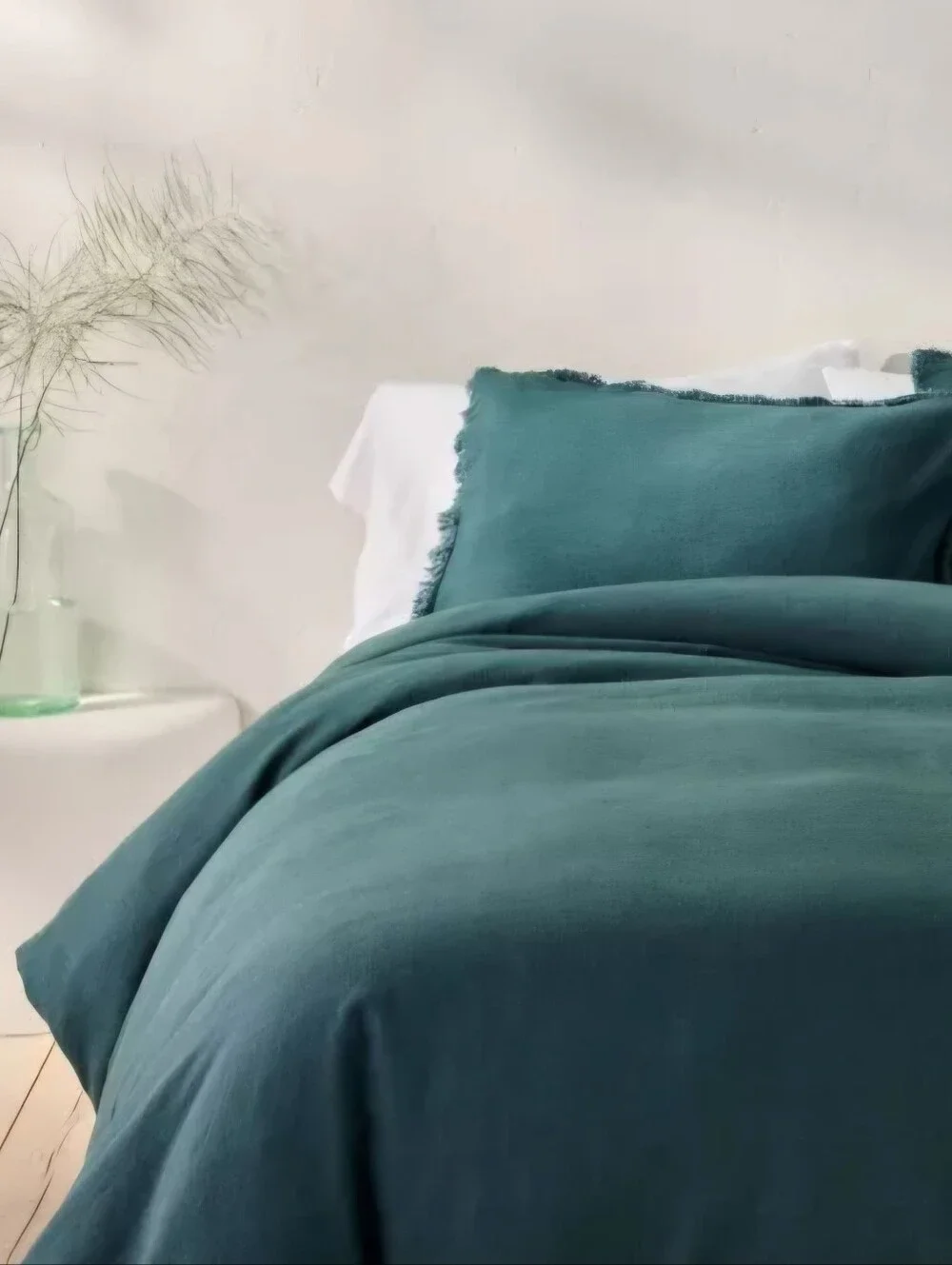 Casaluna King Size Teal Linen Duvet Cover Set - Premium Home Bedding Threshold